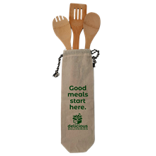 Cotton Tote- Bamboo Utensils Holder