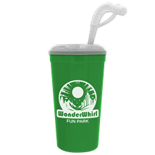 Super Size 32 oz Stadium Cup with Lid and Straw